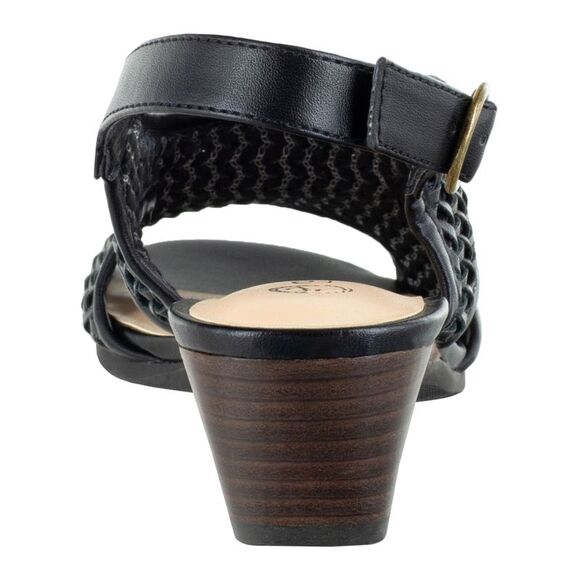 BELLA VITA Womens Black Woven Justine Ii Round Toe Buckle Slingback Sandal 6 M - Picture 2 of 4